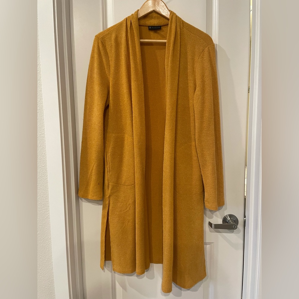 Mustard Yellow Bobeau Long Line Cardigan